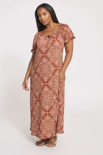 Robe De Laitière Texturée À Motif Cachemire Marron Rouille Size 48 - Yours - Modalova