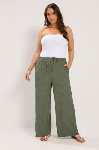 Pantalon Large Effet Froissé Vert Kaki Size Regular > 48 - Yours - Modalova
