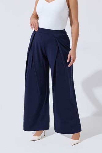 Pantalon Large Plissé Bleu Marine Size 44 - Limited Collection - Modalova