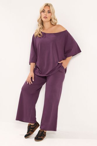 Pantalon Large En Jersey Violet Size Short > 40 - Yours - Modalova