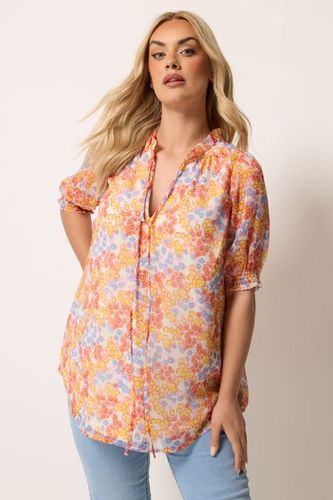 Blouse Blanche À Fleurs Avec Col Volanté Size 58-60 - Yours - Modalova