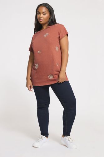 Haut Rouille À Détails Brodés En Forme De Cœur Size 46 - Yours - Modalova