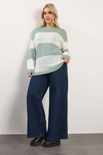 Pull Grande Taille En Maille À Rayures Vert Menthe Et Blanches Size 46-48 - Yours - Modalova