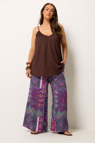 Pantalon Violet À Motif Cachemire Avec Taille Smockée Size Regular > 42 - Yours - Modalova