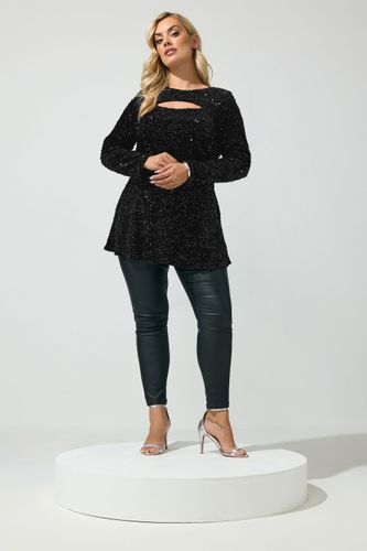 Top À Découpe Goutte D'eau En Velours Noir À Sequins Size 44 - Yours London - Modalova
