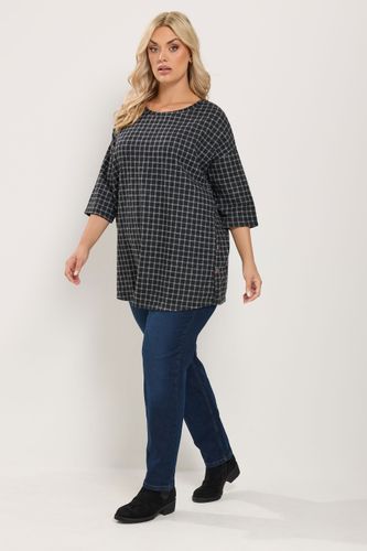 Top Boutonné Sur Le Côté Noir À Carreaux Size 44 - Yours - Modalova