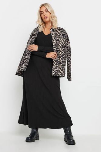 Robe Maxi Noire Nervurée Volantée Size 48 - Yours - Modalova