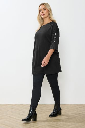 Haut Boutonné Noir Doux Au Toucher Size 44 - Yours - Modalova