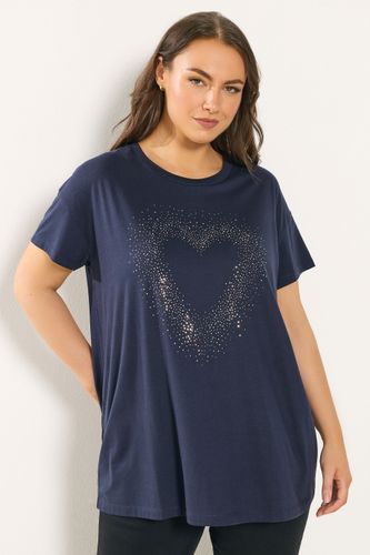 Tshirt Bleu Marine À Cœur Clouté Size 46 - Yours - Modalova
