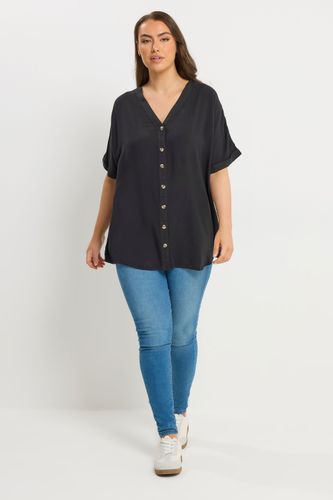 Blouse Noire En Chambray Boutonnée Size 54-56 - Yours - Modalova