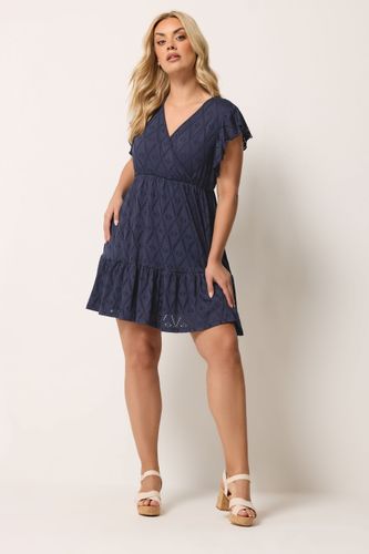 Robe Cachecœur Bleu Marine En Maille Pointelle Size 58-60 - Yours - Modalova