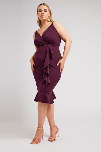 Robe Midi Pourpre Design Uni Volanté Size 44 - Yours London - Modalova