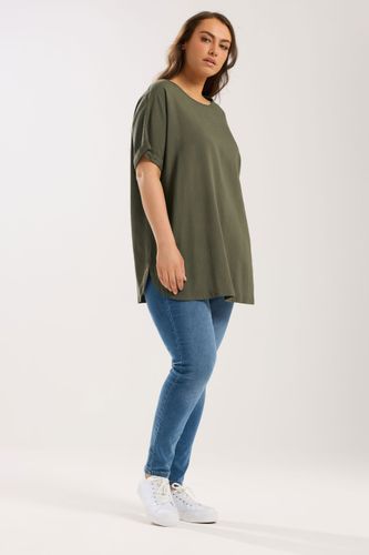 Tshirt Droit En Lin Vert Kaki Size 44 - Yours - Modalova