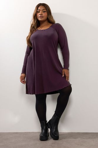 Robe Tunique Courte Côtelée Violette Size 48 - Yours - Modalova