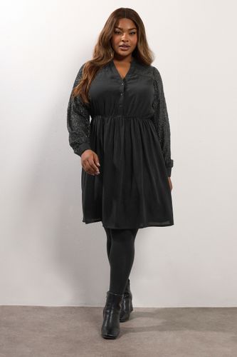 Robe Courte Noire À Sequins Et Col Cranté Size 46 - Yours - Modalova