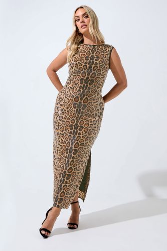 Robe Longue À Sequins Et Imprimé Léopard Marron Curve Size 42 - Limited Collection - Modalova