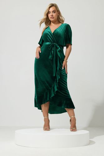 Robe Cachecœur Verte En Velours Size 42 - Yours London - Modalova