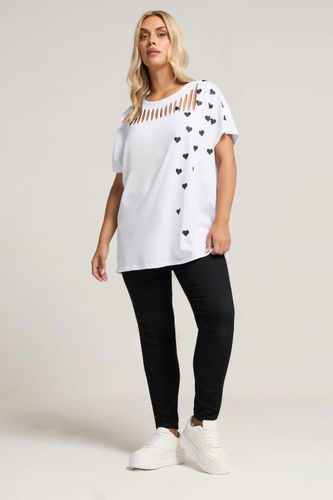 Haut Blanc À Imprimé Cœur Et Détails Fendus Size 46 - Yours - Modalova