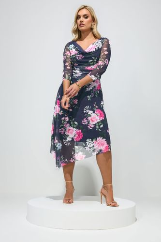Robe Asymétrique Bleu Marine À Fleurs Size 48 - Yours London - Modalova