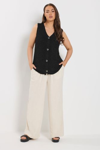 Gilet Noir En Maille Boutonné Sur Le Devant Size 54-56 - Yours - Modalova