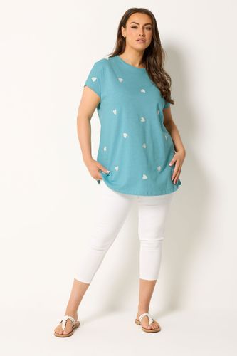 Tshirt Bleu Clair Brodé De Cœurs Size 42 - Yours - Modalova