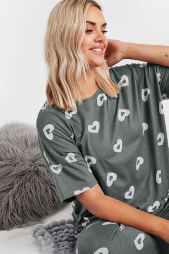 Ensemble De Pyjama Gris Imprimé Coeurs Size 46-48 - Yours - Modalova