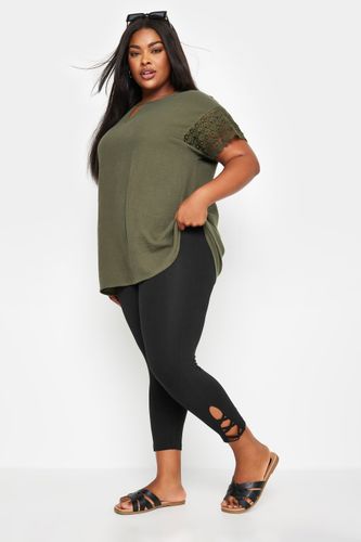 Legging Pantacourt Noir En Jersey Ourlets Découpés Size 50 - Yours - Modalova