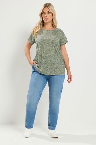 Tshirt Vert Kaki À Imprimé Mosaïque Size 46 - Yours - Modalova