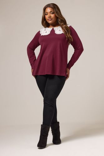 Haut À Col Oversize En Broderie Anglaise Rouge Bordeaux Size 42 - Yours - Modalova