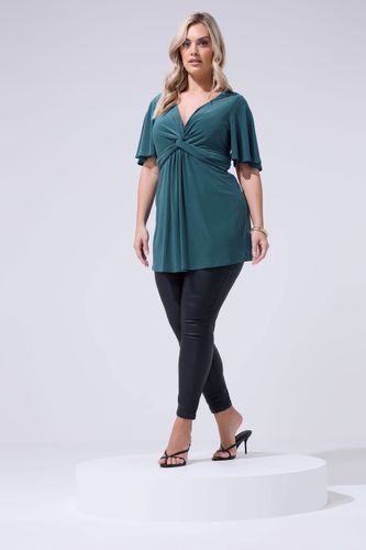 Haut Bleu Sarcelle Avec Nœud Sur Le Devant Size 46 - Yours London - Modalova