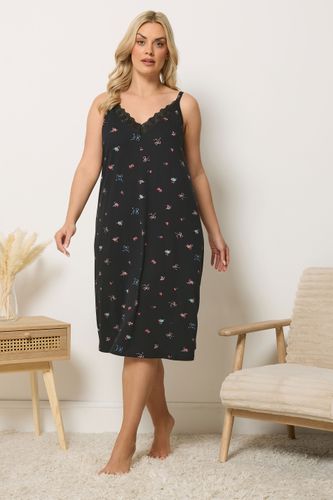 Nuisette Douce Noire À Fleurs Size 46-48 - Yours - Modalova