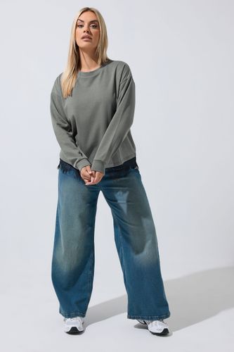 Tshirt À Manches Longues Gris Avec Ourlet En Dentelle Size 48 - Limited Collection - Modalova