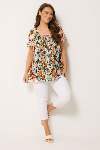 Blouse Et Rose À Fleurs Avec Plis Nervurés Size 44 - Yours - Modalova