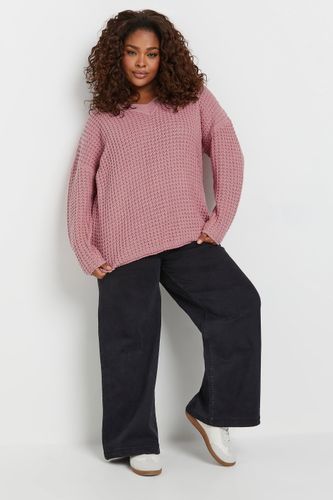 Pull Rose Gauffré En Maille Manches Longues Size 54-56 - Yours - Modalova