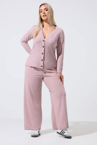 Cardigan Grande Taille Rose Côtelé À Boutons Size 50-52 - Limited Collection - Modalova