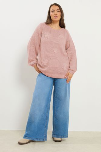 Pull En Maille Rose À Fleurs Size 54-56 - Yours - Modalova