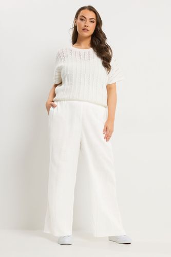 Pantalon Large À Enfiler En Lin Blanc Size Regular > 58-60 - Yours - Modalova