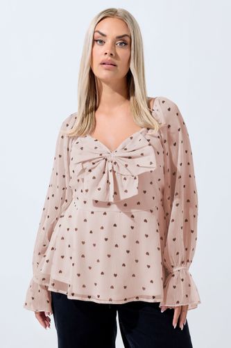 Haut En Mousseline De Soie Rose Avec Nœud En Forme De Cœur Size 48 - Limited Collection - Modalova