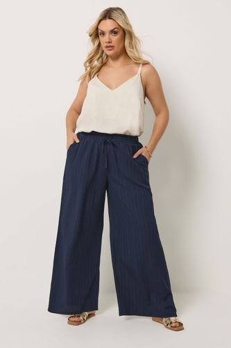 Pantalon Large Bleu Marine Texturé Size Regular > 48 - Yours - Modalova