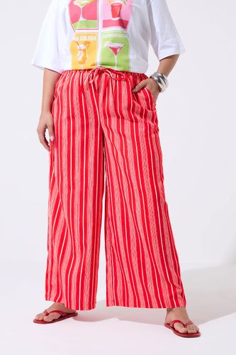Pantalon Large Rouge Rayé À Effet Froissé Size 46 - Limited Collection - Modalova