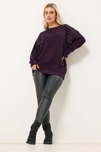 Pull En Maille Pourpre Empiècement Strass Size 54-56 - Yours - Modalova
