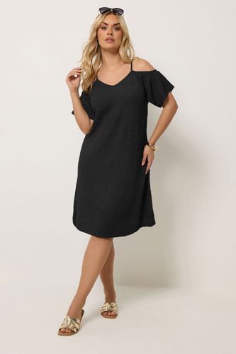 Robe Texturée Noire À Épaules Dénudées Size 44 - Yours - Modalova