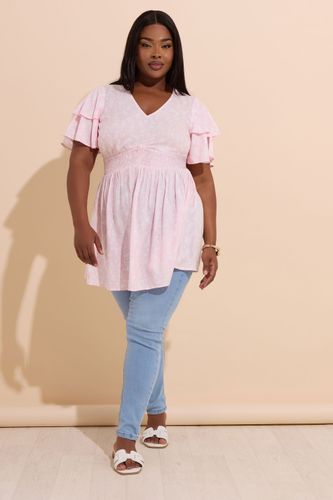 Haut Péplum Rose À Imprimé Floral Size 46 - Yours - Modalova