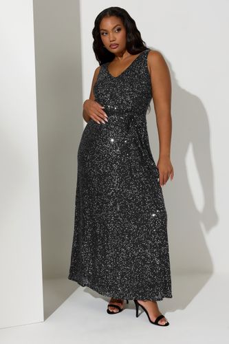 Robe Maxi Noire À Sequins En Jersey Size 44 - Yours London - Modalova