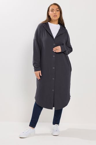 Veste À Capuche Gris Anthracite Boutonnée Size 44 - Yours - Modalova