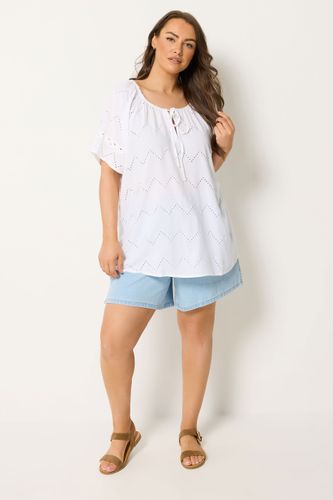 Blouse Festonnée En Broderie Anglaise Blanche Size 54-56 - Yours - Modalova