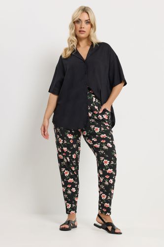 Sarouel Noir À Motif Floral Et Doubles Plis Size Regular > 58-60 - Yours - Modalova
