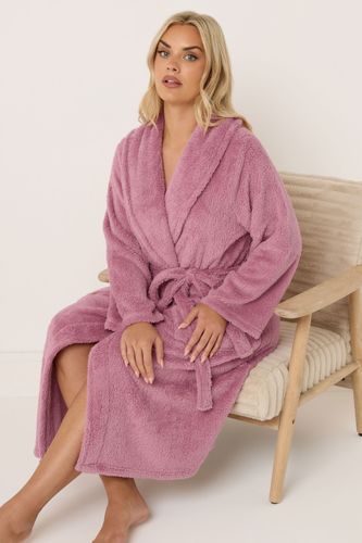Robe De Chambre Grande Taille Moelleuse À Col Châle Rose Size 50-52 - Yours - Modalova