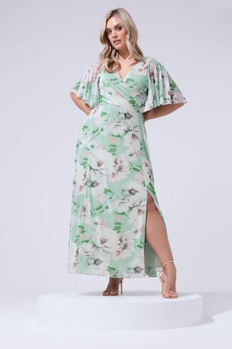 Robe Cachecœur Vert Sauge En Tulle À Fleurs Size 50 - Yours London - Modalova