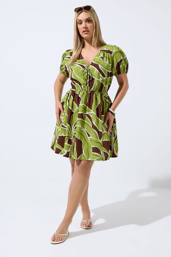 Robe Courte Verte À Imprimé Feuille De Palmier Size 40 - Limited Collection - Modalova